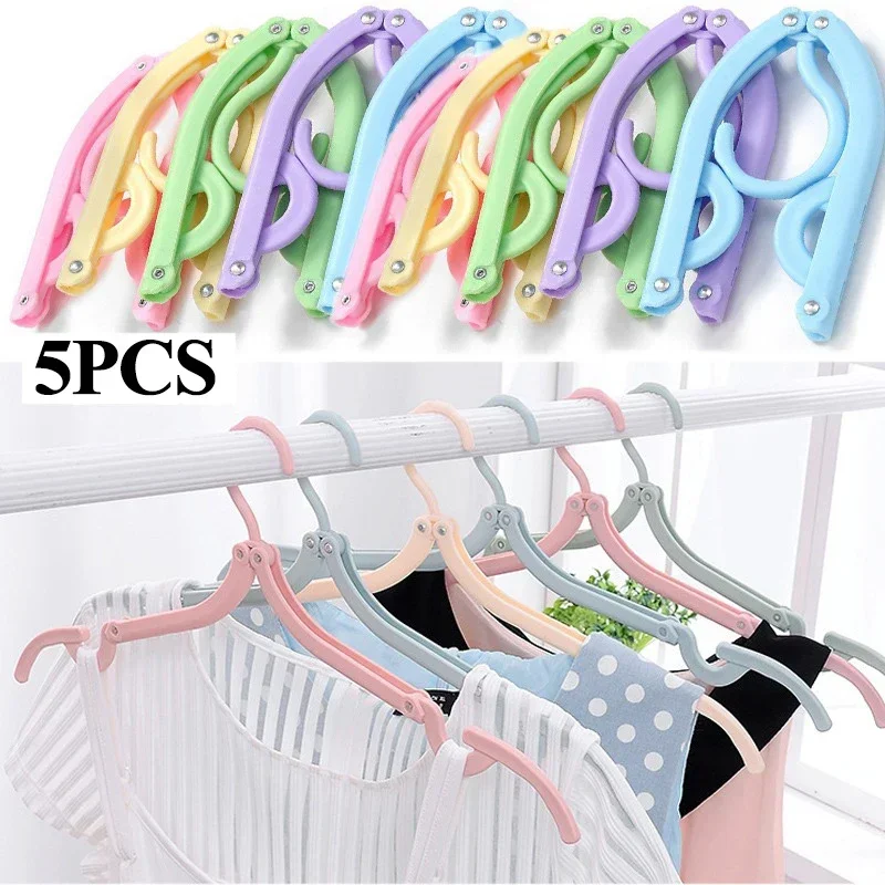 1/5pcs Portable Folding Hanger Plastic Clotheslinger Travel Space Saving Multifunctional Hanger for Suitcase Backpack Bedroom