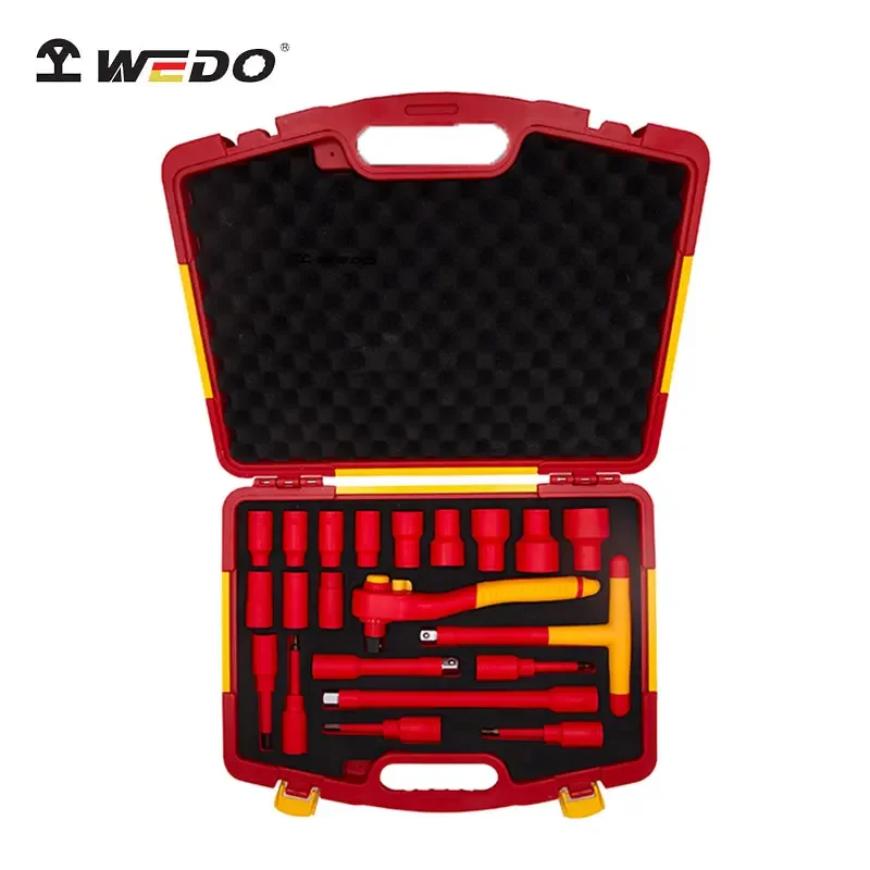 WEDO Manufacture GS Certificate Insulated AC1000V  1/2'' insulated Ratchet Socket Set 21pcs with Driver Extension