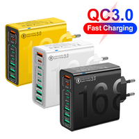 Type C USB QC3.0 Charger Multiple 8 Port High Speed Fast Quick Charging for iPhone 15 Xiaomi Huawei PD Mobile Phone Wall Charger