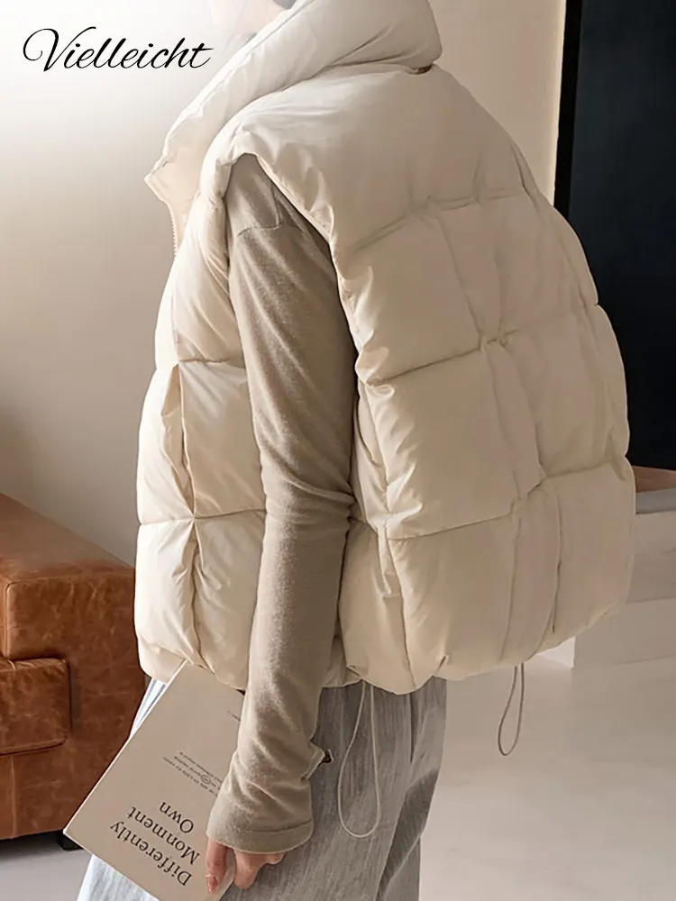 

Vielleicht 2025 New Autumn Winter Cotton Down Vest For Women Solid Puffer Padded Vest Sleeveless Solid Color Jacket Warm Coat