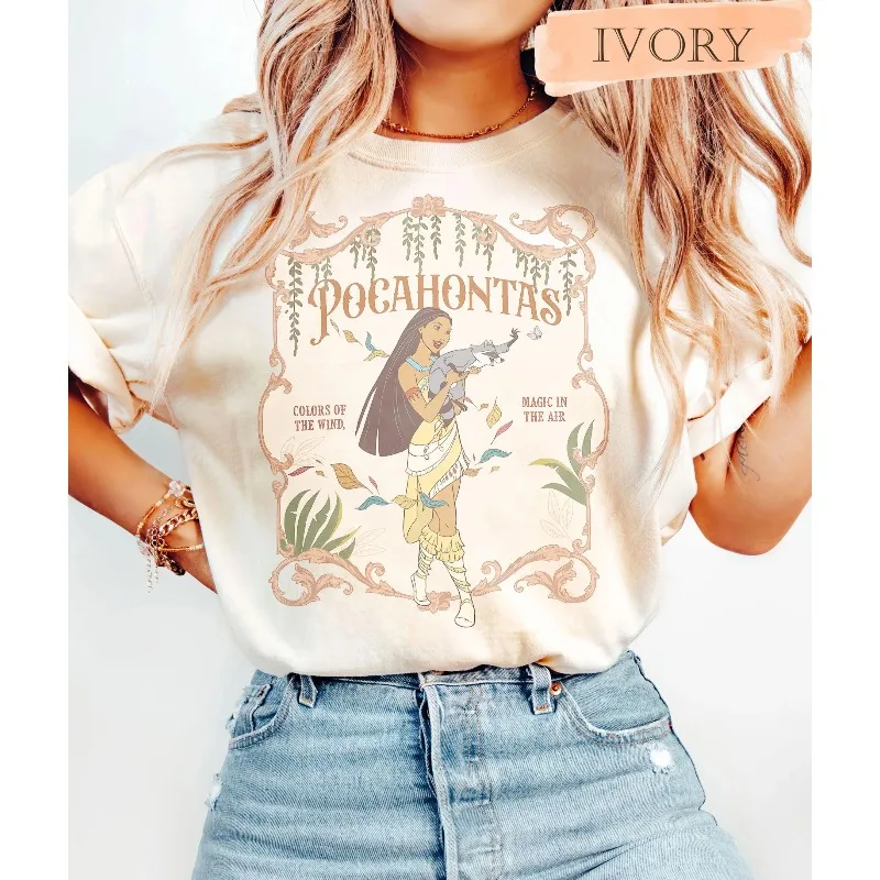 

Disney Pocahontas Princess Shirt, All Season Pure Cotton Casual Fashion Suitable for Both Men and Women