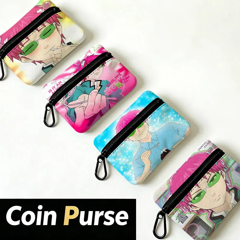 S-Saiki K D-Disastrous L-Life Oxford Fabric Mini Coin Wallet Smooth Zipper Hanging Design Multi-use Small Storage Bag For Travel