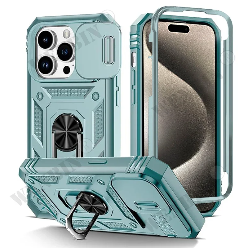 Hülle für iPhone 17 16 16e 15 14 13 12 11 Pro Max Plus Mini XS XR 8Plus 8 7SE Heavy Duty mit Kamera 360 Grad Kickstand Cover
