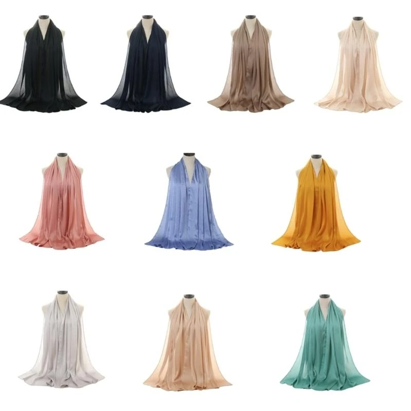 

652F Women's Head Scarf Soft Breathable and Elastic Hijab Headwrap Shawl Wrap for Praying and Cultural Event Festival Supply