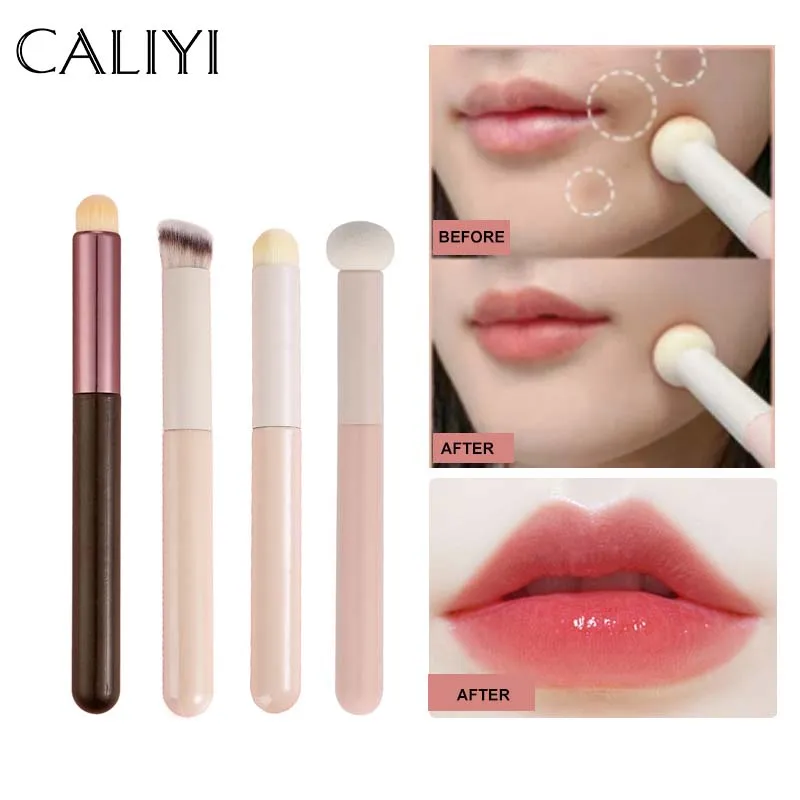 CALIYI-Lip Concealer Escova, cabeça de esponja, Soft Hair Makeup Brushes, Puff, Powder Foundation, Fine, Mistura Natural, Ferramentas Profissionais