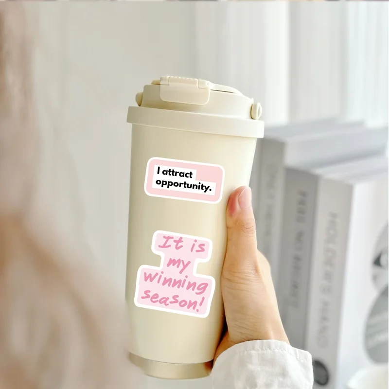 52 naklejki na vision board, żywe naklejki i kalkomanie, wiele stylów bez powtórzeń, odpowiednie na butelki z wodą, laptopy, walizki, deskorolki, gitary, dekoracje na przyjęcia