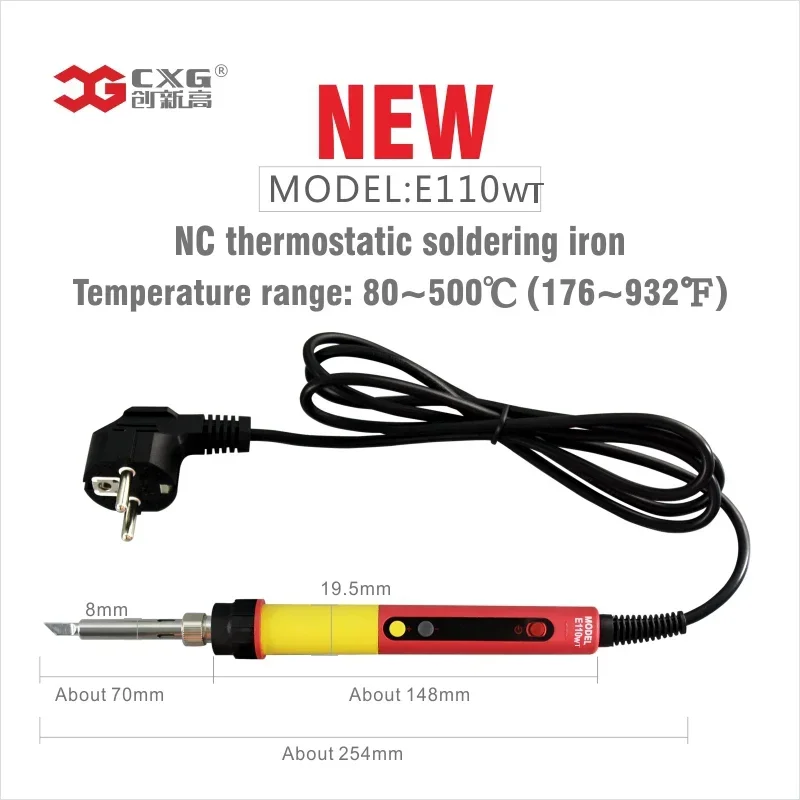 NEW 110V/220V EU/US ROHS CXG E60WT/90WT/110QT LCD Temperature Digital LED Adjustable Electric Soldering Iron+TIPS+COVER