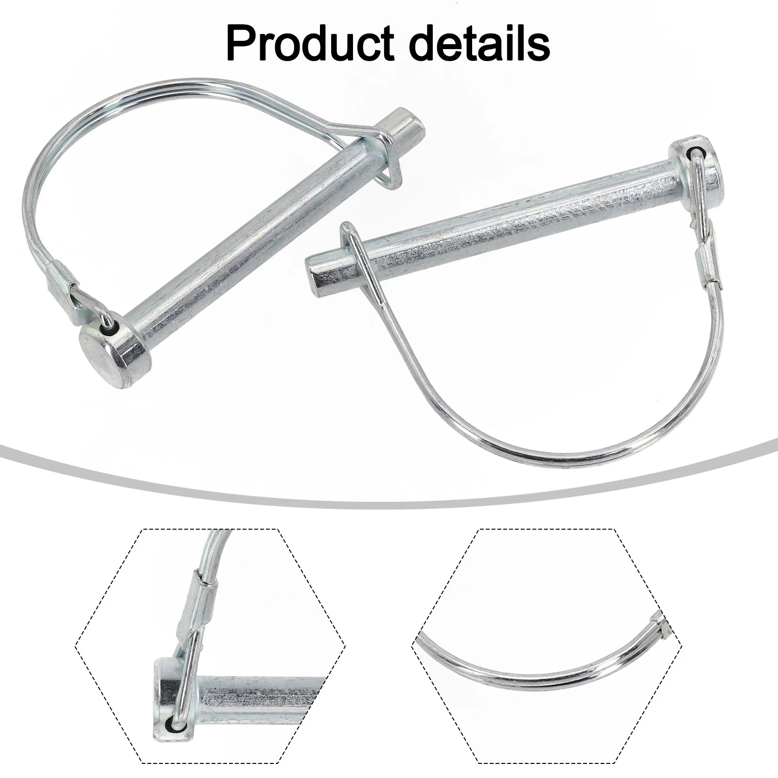Trailer Coupler Safety Pin Lock Set 4 Pack M8*70mm D Shape Heavy Duty Steel Hitch Lock for Towing Applications