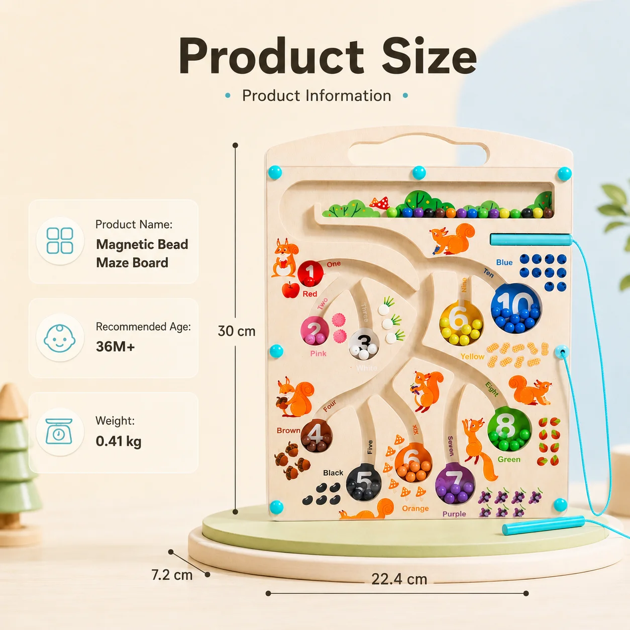 Children\'s maze toys, magnetic walking beads game, early education with pen training, math color cognitive classification