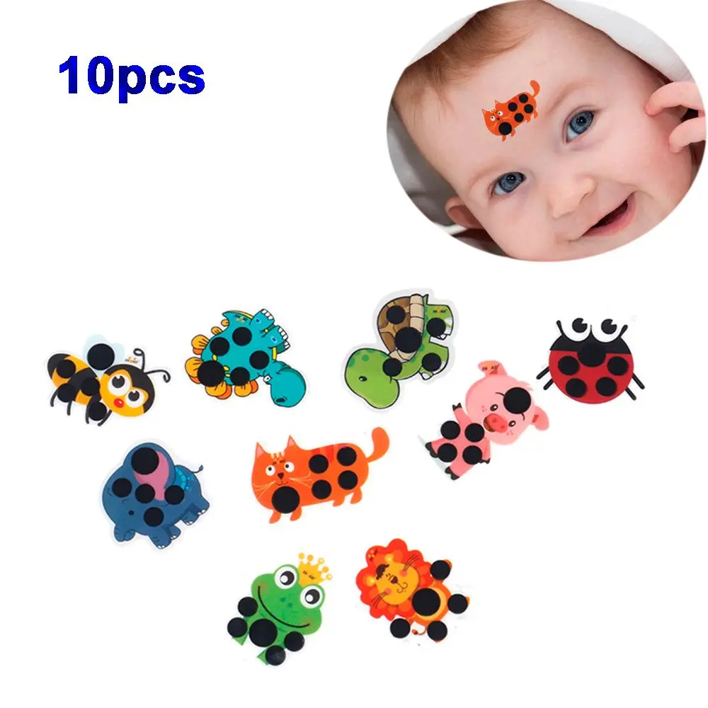 10pcs Baby Care Cute Cartoon Animal Fever Detection Forehead Sticker Temperature Test Thermometer