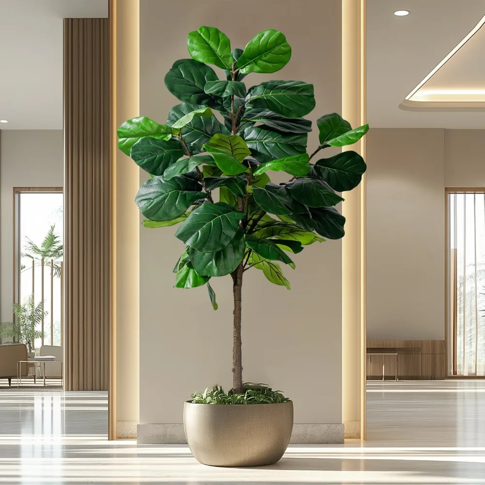Folha de violino artificial alta de 6 pés Árvore Ficus Lyrata com pote para decoração de casa