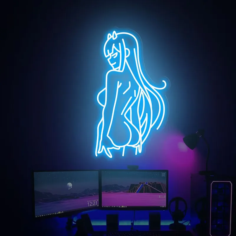 Imagem -05 - Led Estética Zero Dois Neon Flex Light Sign para Casa Decoração do Quarto Decoração da Parede Mural Kawaii Anime Iluminação Exterior Bonito