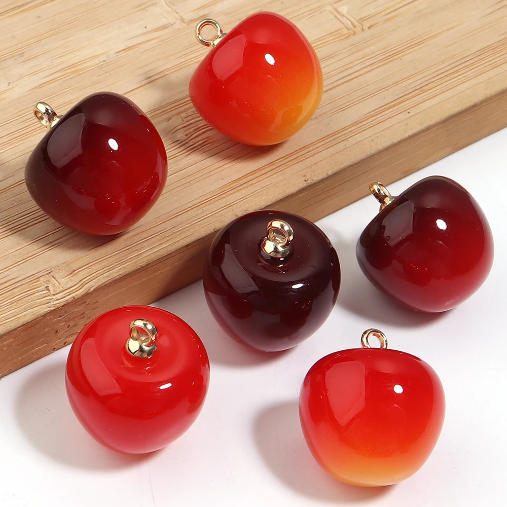 10 Stück 20 x 23 mm kirschförmige Acryl-Anhänger, schöne Frucht-Anhänger für die Schmuckherstellung, DIY-Halskette, Ohrringe, Telefon-Schlüsselanhänger, Zubehör