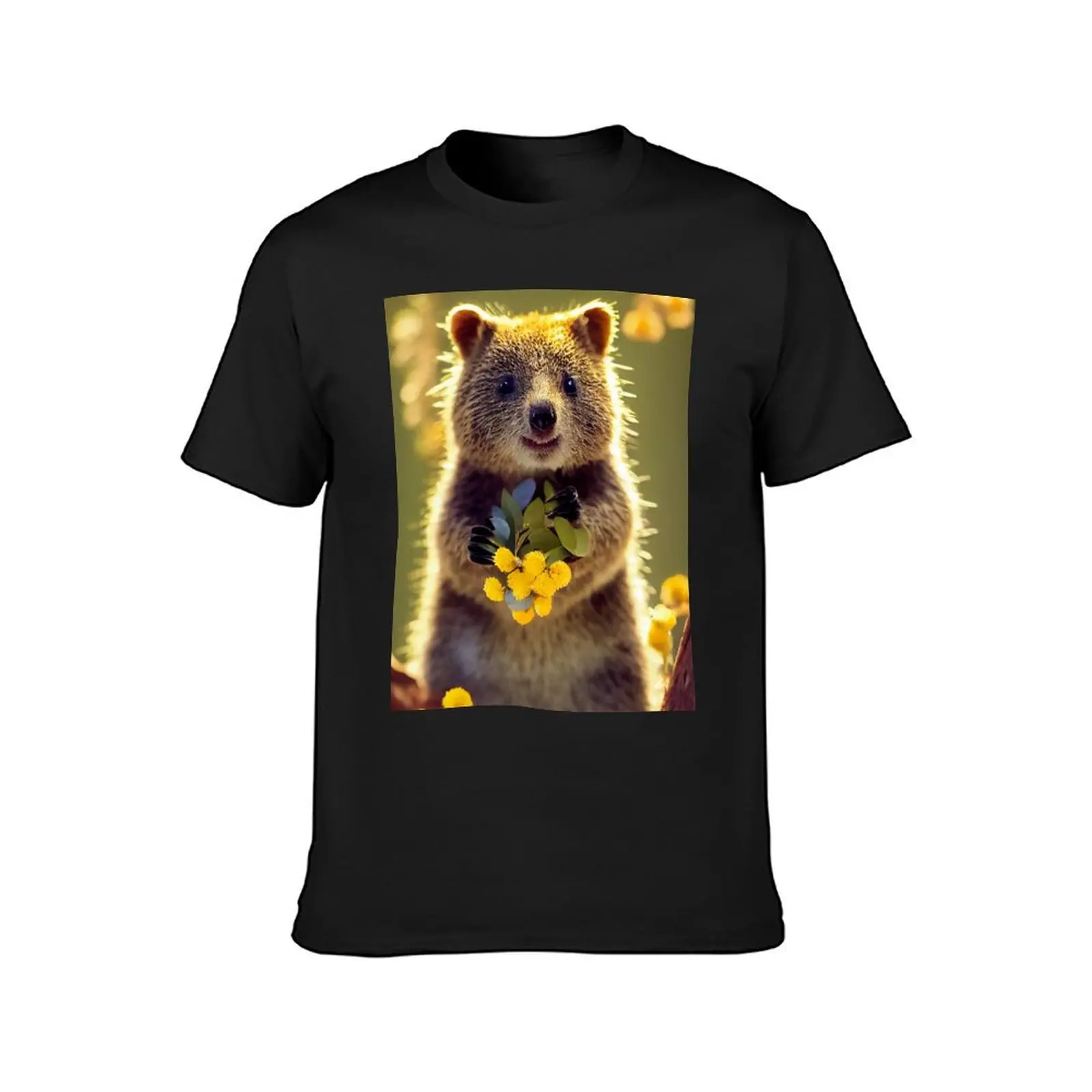 Cute quokka with Australian wild flowers v4 T-Shirt customs design your own Aesthetic clothing tops summer top t shirts men