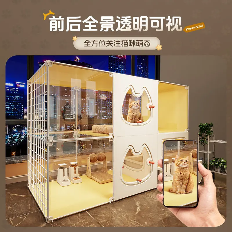 

Super Large Free Space Cat Villa Indoor Cat Cage Integrated Litter Box One Room One Hall Style Cat Cabinet Home Pet House