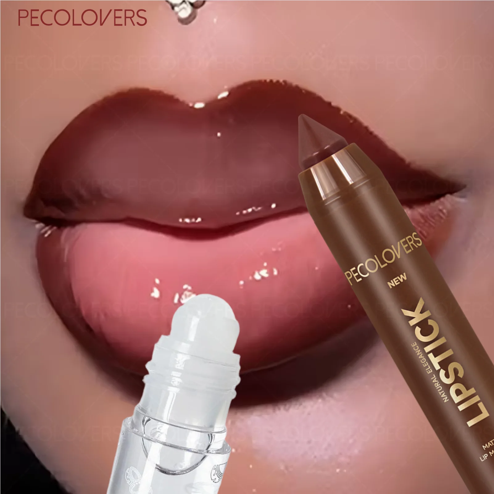 1 Hydrating Lip Gloss & Lip Liner Set - Define Your Lips with 3D Precision, Long-lasting Non-sticky Water Gloss Look, Halloween