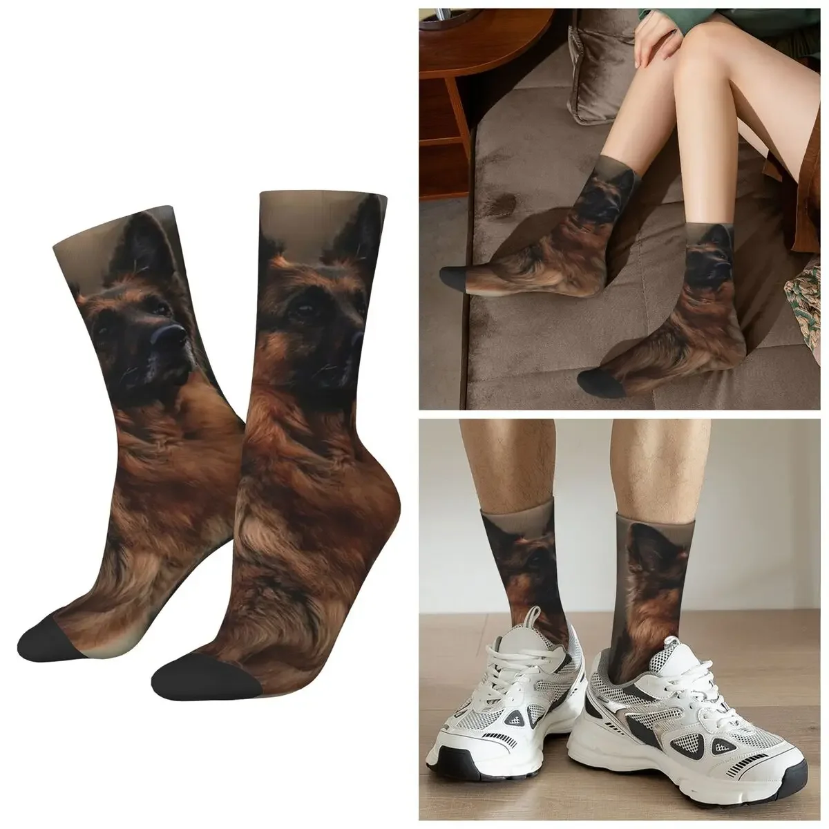 

Носки с изображением немецкой овчарки на все сезоны, носки в стиле Харадзюку, супермягкие носки для мужчин и женщин, подарки на День святого Валентина