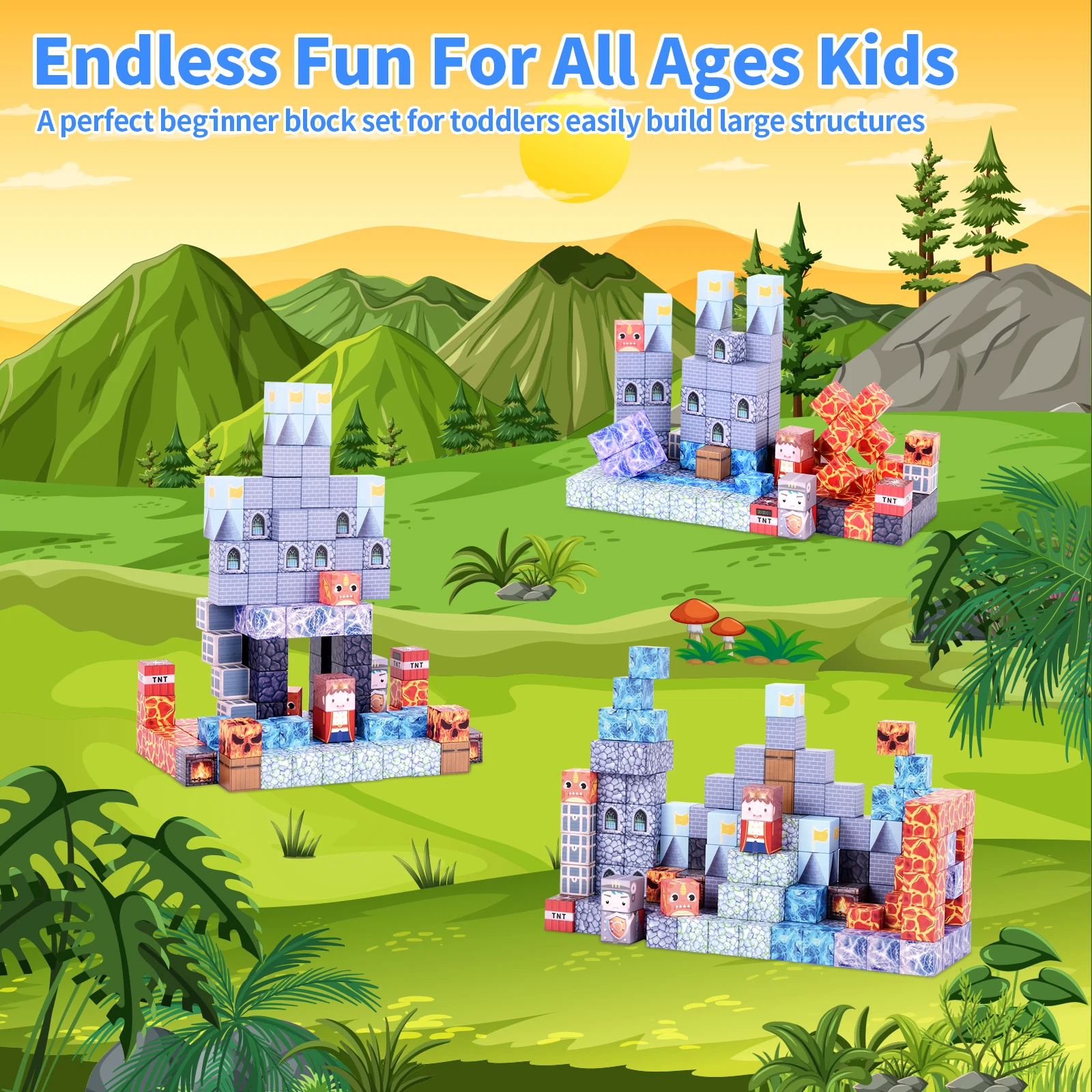 128 قطعة من مكعبات البناء المغناطيسية، أطلق العنان رحلة البناء الإبداعي، الألعاب الحسية الجذعية، هدايا عيد الفصح للأطفال الصغار
