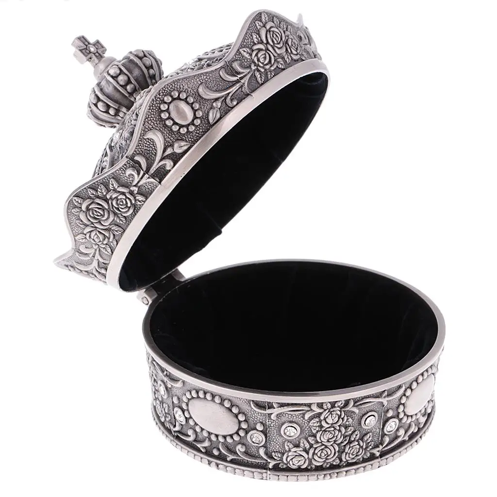 صندوق مجوهرات على شكل تاج عتيق منظم حاوية الحلي