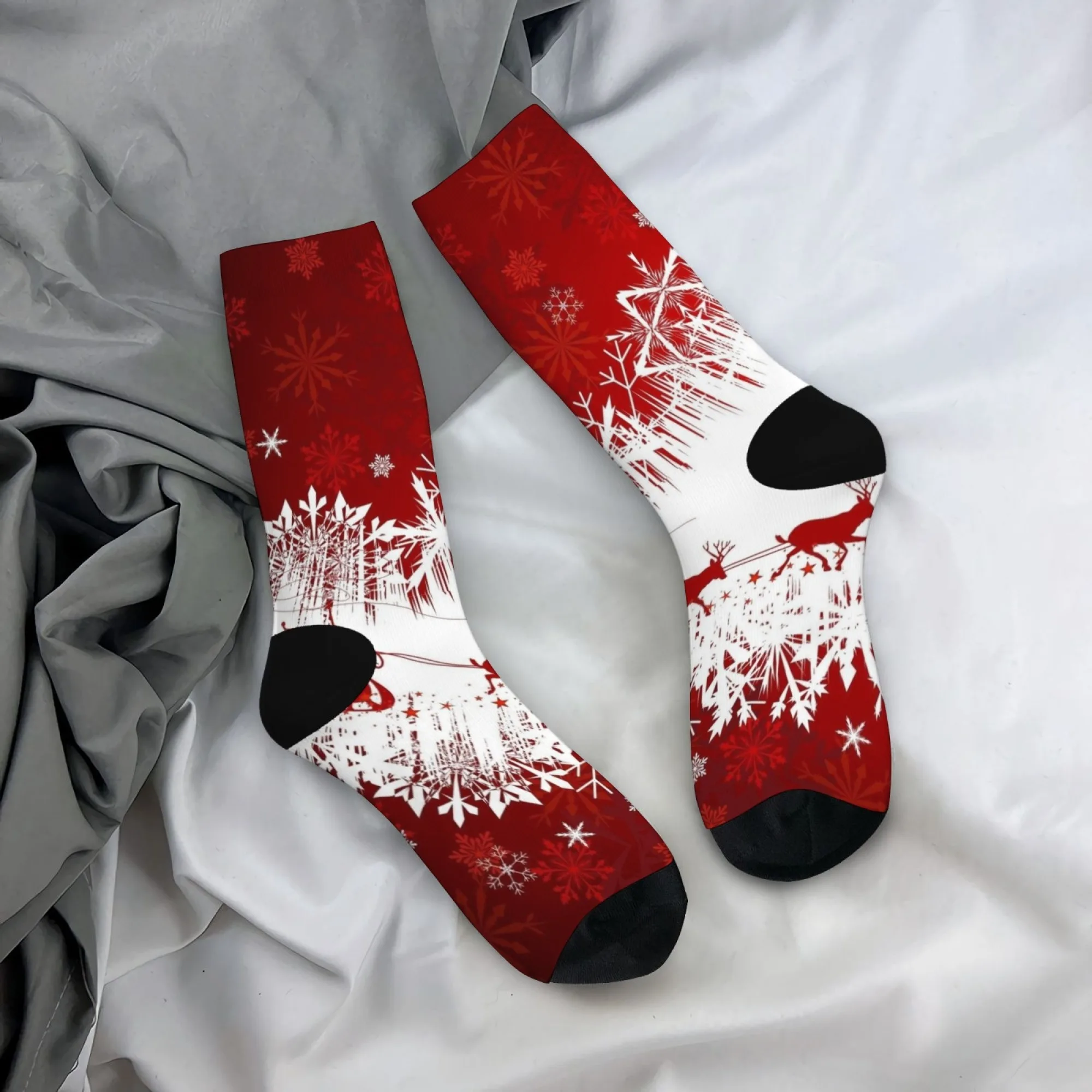 

Спортивные рождественские носки Ретро-силуэтный дизайн Спортивные носки для экипажа Уютные теплые носки унисекс для праздничных мероприятий