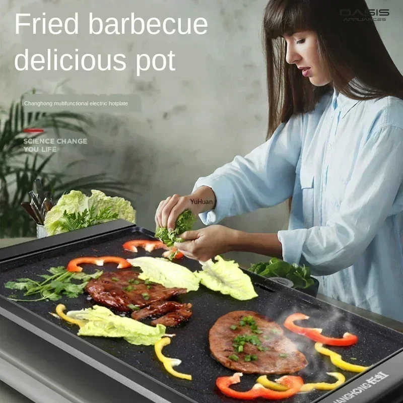 Large Electric Barbecue Grill: Barbecue Household Smokeless. Electric Grill Pan Non-stick. Pan Grilled Fish Electric Grill.