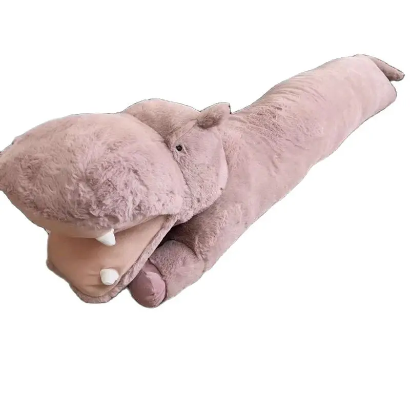 Oreiller long en peluche Hipryotamus, joli jouet en peluche, oreiller animal doux, cadeau d'anniversaire, 115cm