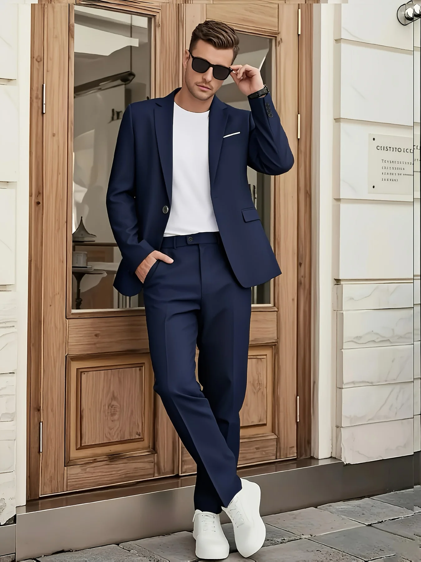 

Men's Suit 2pcs Set, Stylish Jacket And Pants, All-Season Formal Attire for Wedding Guest, Party And Event