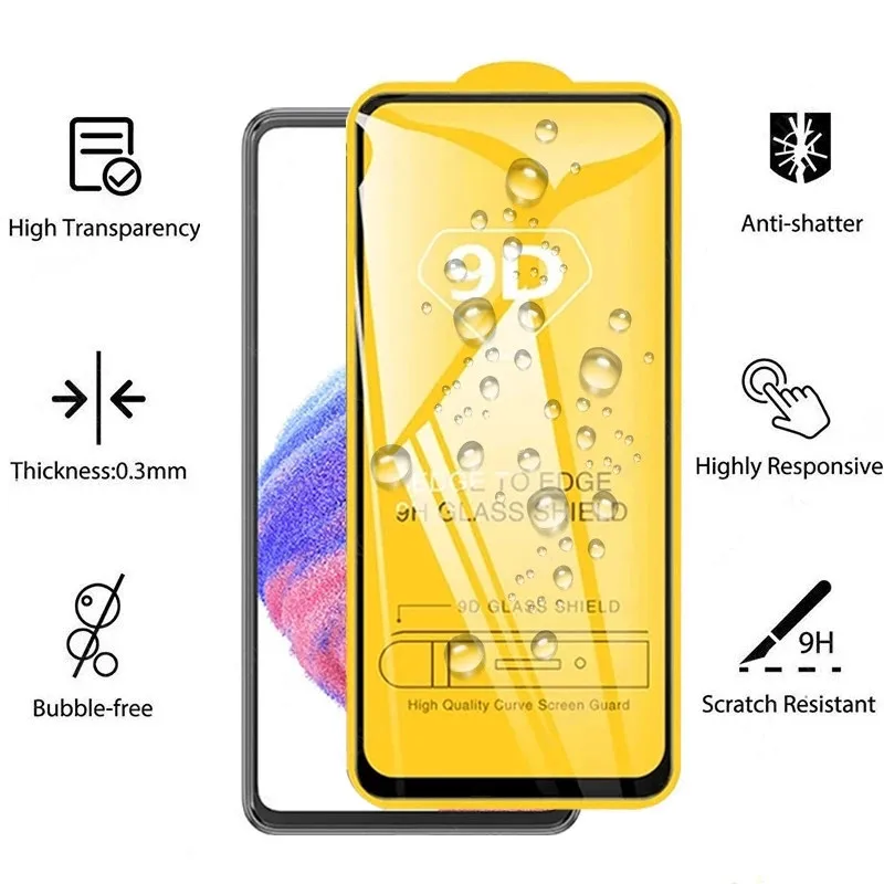 Protectores de pantalla 9D para Samsung, cristal para A55, A54, A53, A34, A33, A35, A52S, 5G, A25, A22, A13, A14, A32, A51, S24 Ultra, S23, S22 Plus, S21, S20 FE