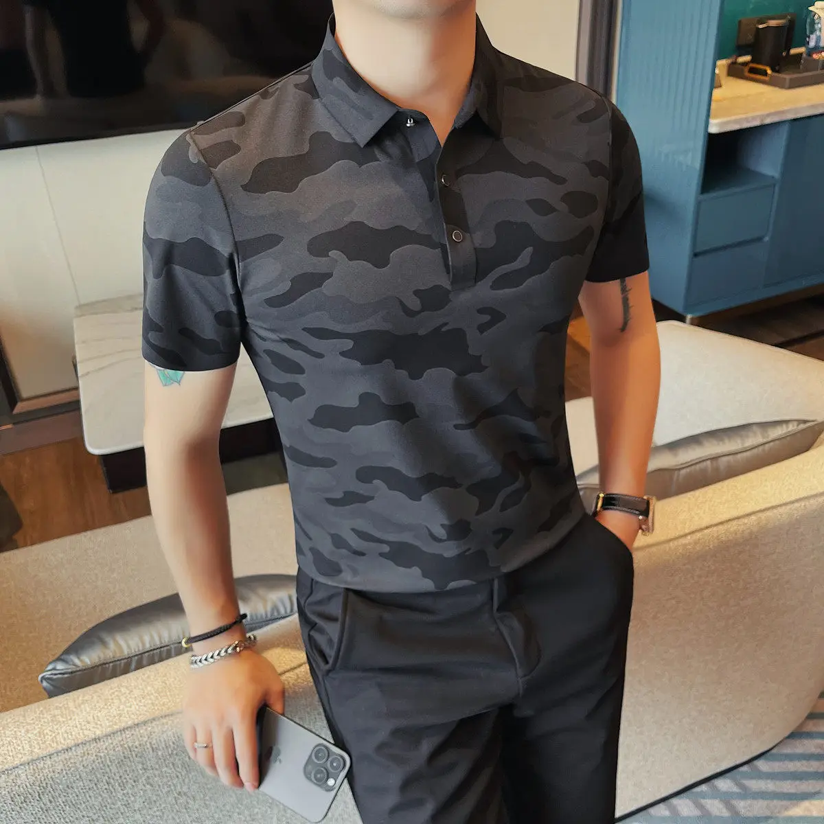 2026 Summer Ice Silk Cool Polo Shirt for Men Slim Fit Versatile Casual Business T-shirt Short Sleeve Social Exercise Tops M-4XL