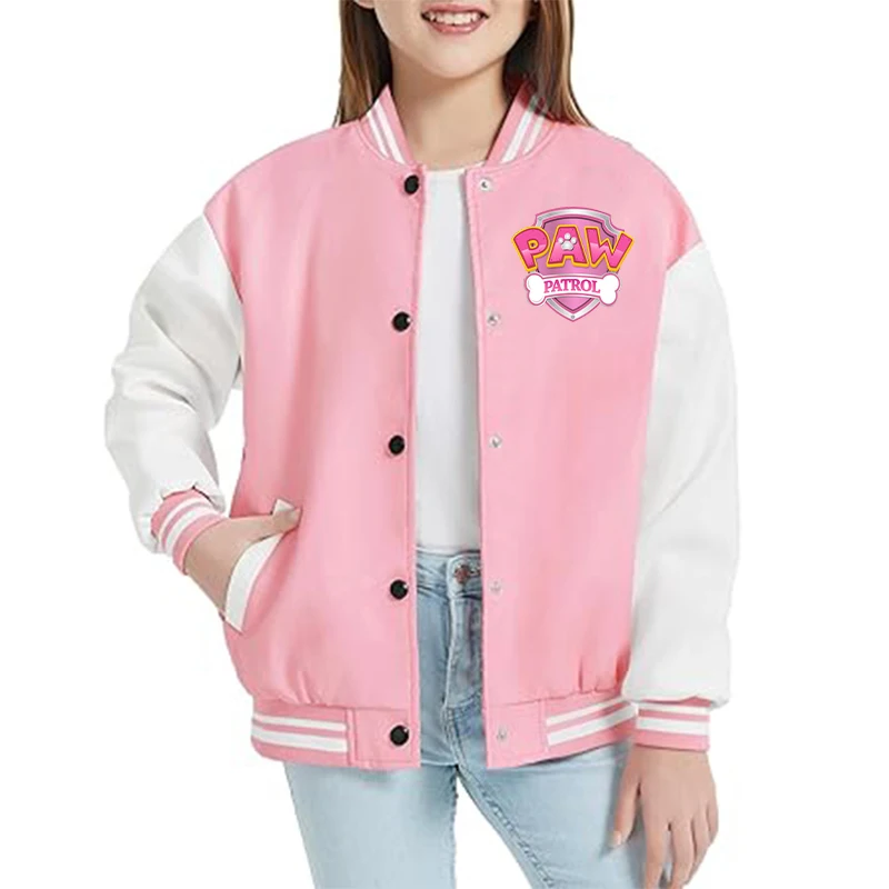 Paw Patrol Fashion Baseball Uniform for Girls Anime Cartoon Sweet Sports Coat Children Autumn Winter Cute Jacket Kids Clothes - view 2