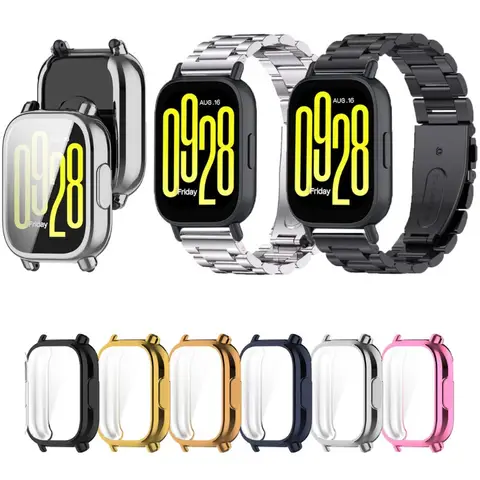 Redmi Watch 5 Active Lite 2-in-1 Full TPU Case+Stainless Steel Metal Strap Fashion Set