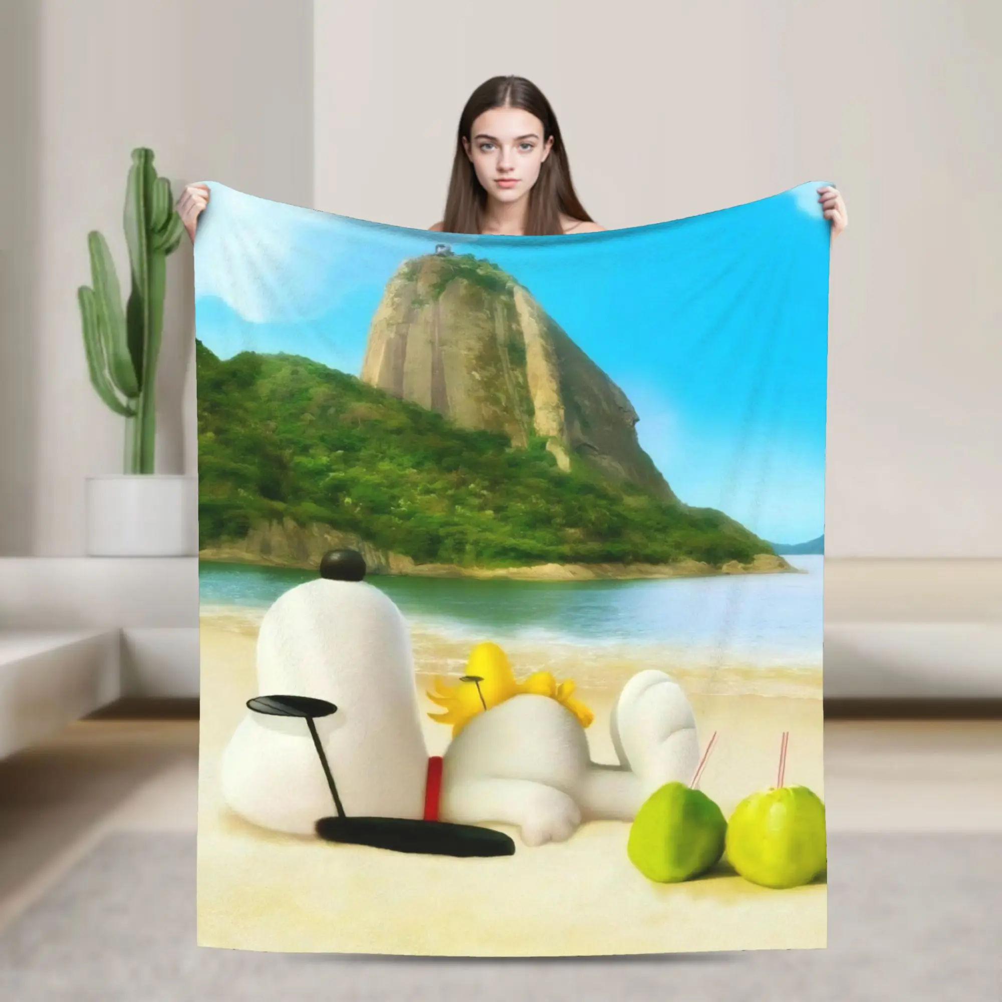S-Snoopys Movie Blanket Flannel All Season Lovely Winter Holiday Portable Warm Throw Blankets for Home Couch Bedding Throws