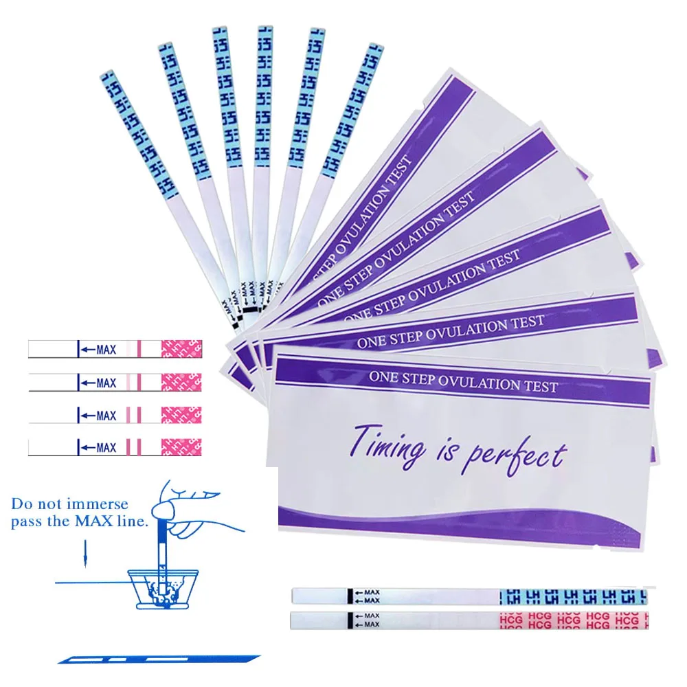 30 + 20 Pcs/Set Ovulação Test Kit Predictor Fertilidade Vara LH Ovulação Urina Teste Tiras Primeira Resposta Sobre 99% Precisão