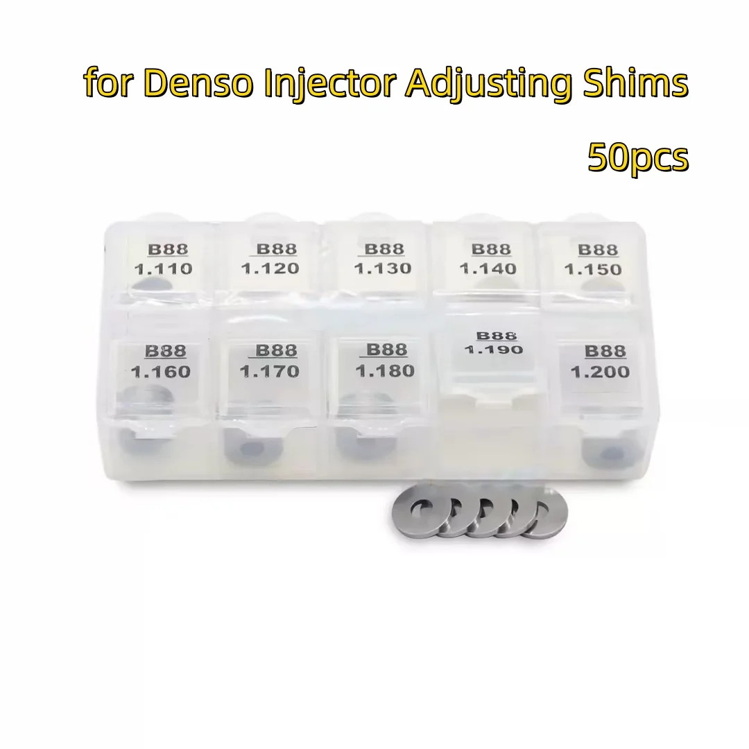 50pcs 23670-0E010 23670-0E020 Diesel Gasket Injector Shims B88 G4 Valve Plate 295040-9440 1.11-1.20mm for DENSO Piezo 1GD 2GD