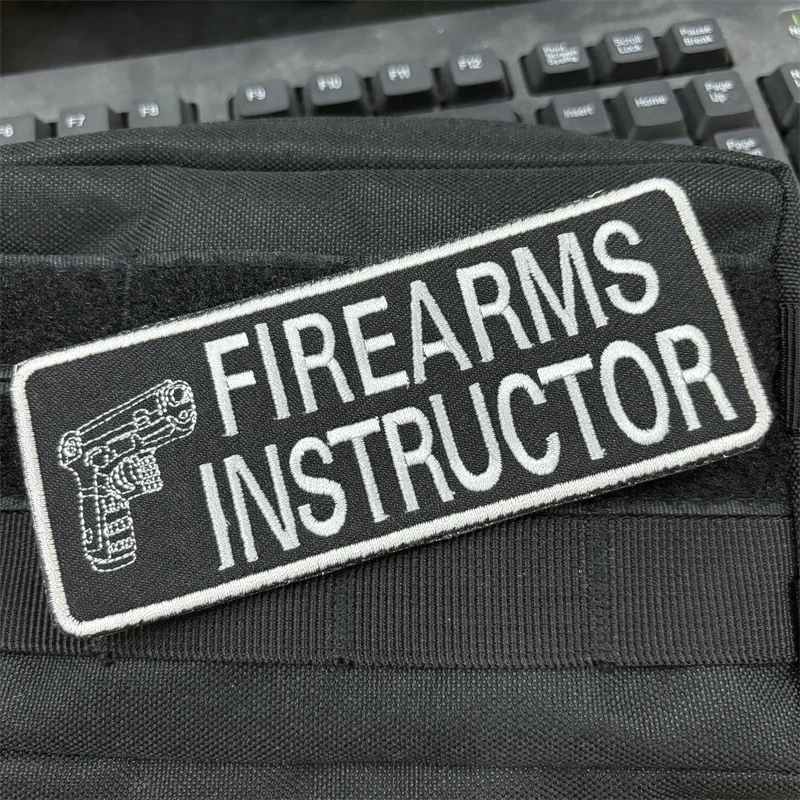 Firearms Instructor Morale Badge for Vest Hook&Loop Patch Glock Gun Embroidery Patches Tactical Bag Accessories Military Armband