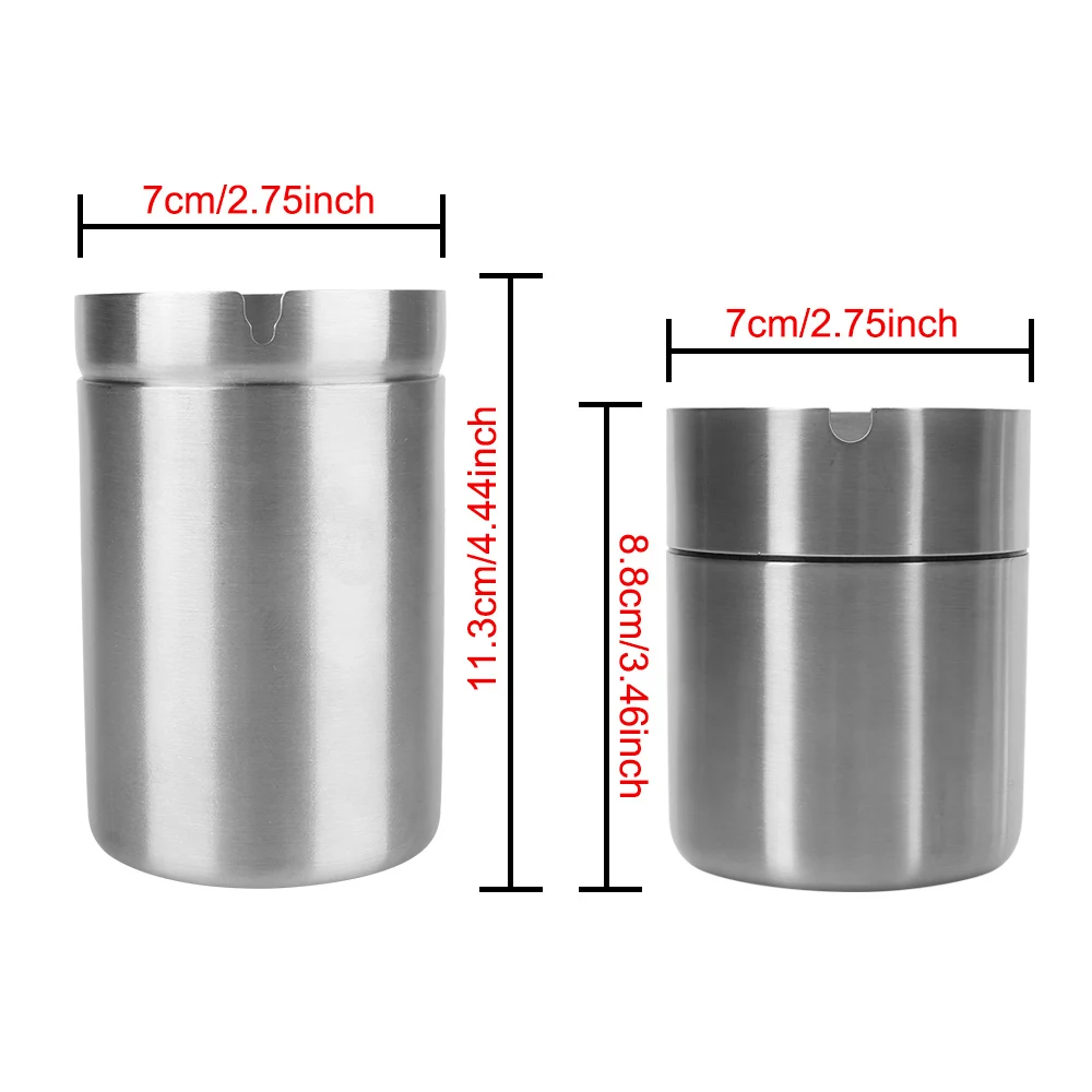 Detachable Creative With Lid Windproof Home Accessories Stainless Steel Ashtray Car Ashtray Smoke Tobacco Ash Holder Container