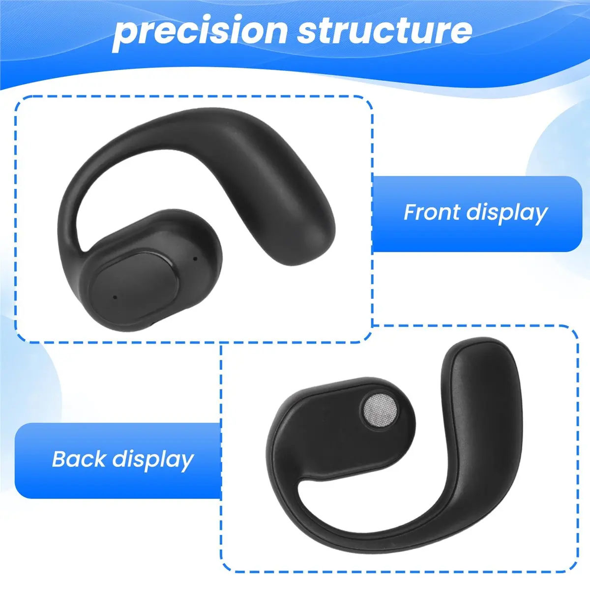 #02Z Consumer Electronics,Wireless Headphones Bluetooth Headset with Microphone Bone Conduction (Black)