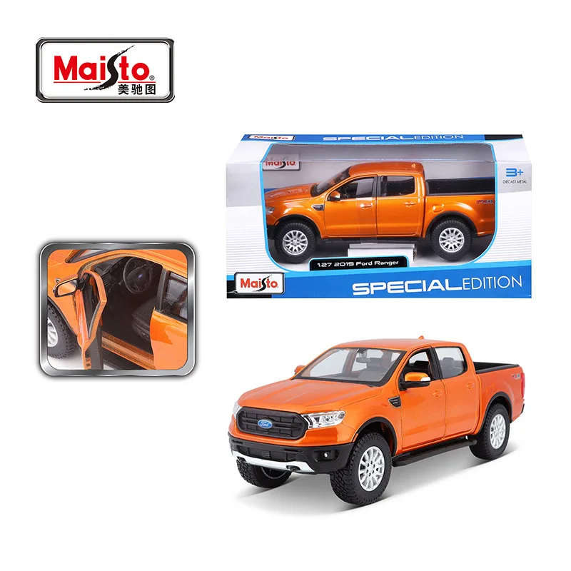 1: 27 modelo de carro de liga de simulação captador de pneu de borracha off road modelo de carro de liga de zinco ornamento coleção menino brinquedo presente de aniversário