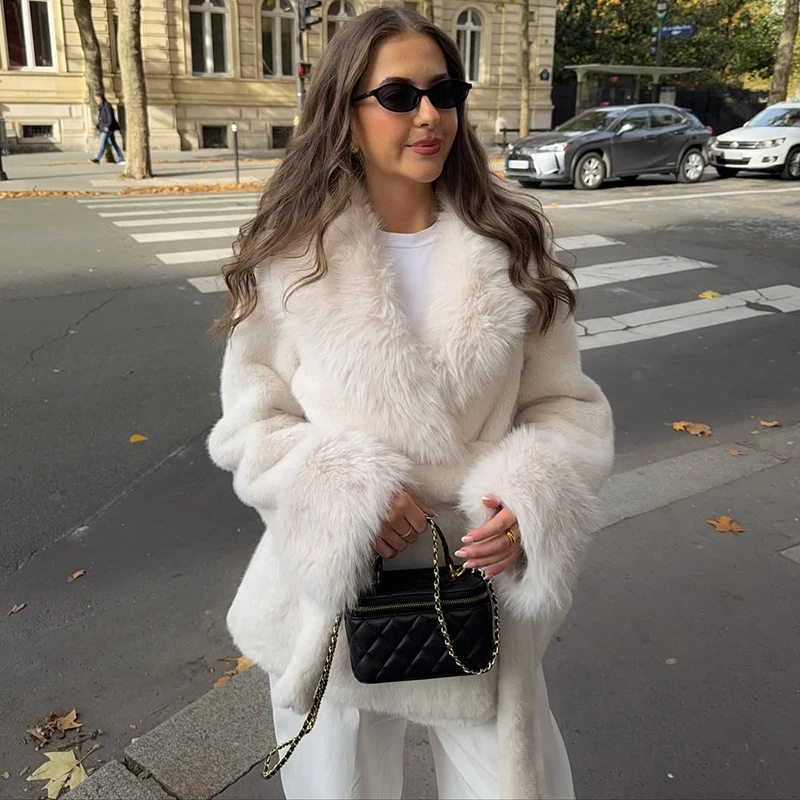 

Tornova, новая зимняя куртка из искусственного меха с лацканами, пушистое роскошное пальто высокого качества, модная толстая теплая куртка для девочек, мода 2025 г.