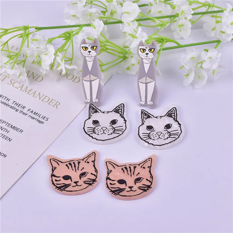 10pcs/pack Animal Cat  Arcylic Charms for DIY Jewelry Making  Bulk Items Wholesale