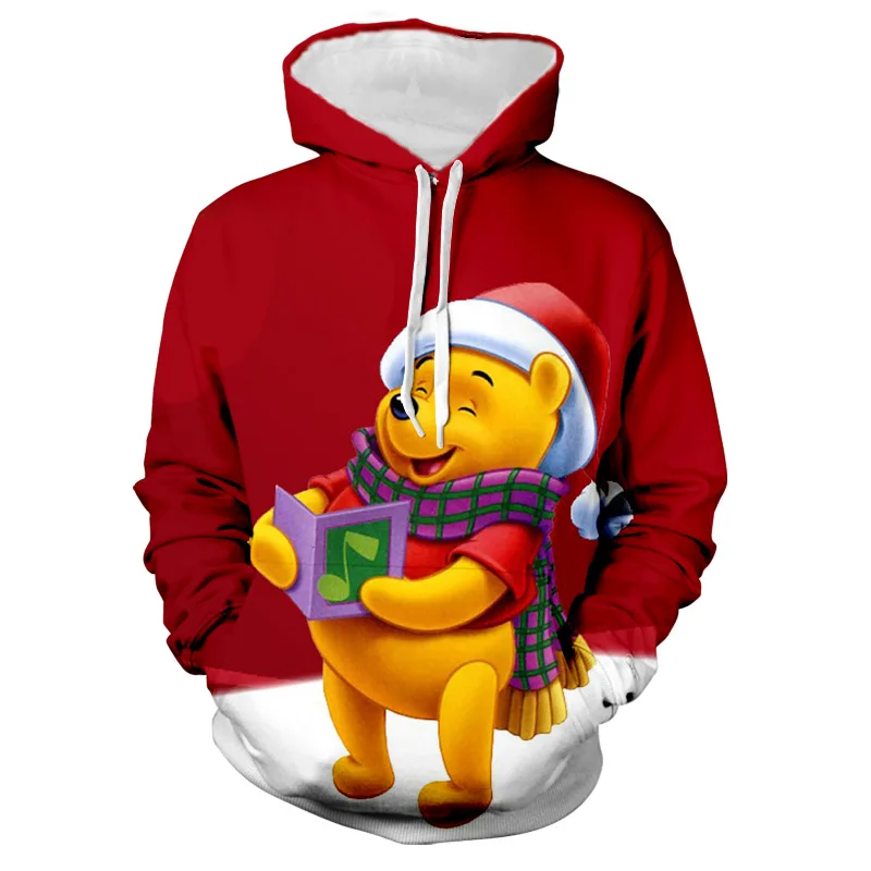 Sudadera con capucha de colección navideña para hombre, de manga larga con estampado 3D de la marca Disney Winnie the Pooh, Goofy y Mickey