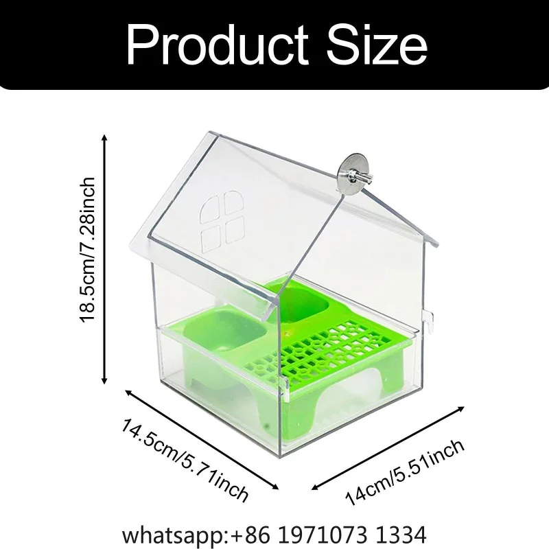 Hanging Bird Bath Bathing Portable Watering with Drawer Drinker Bird Cage Feeder Bird Bath Bowl House Hanging Shower Box view 6