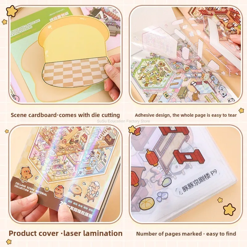 20in1 3D Landscape Sticker Collection Book Album Cartoon Scene DIY Toy Game Festival Birthday Gift for Kid Girl Child