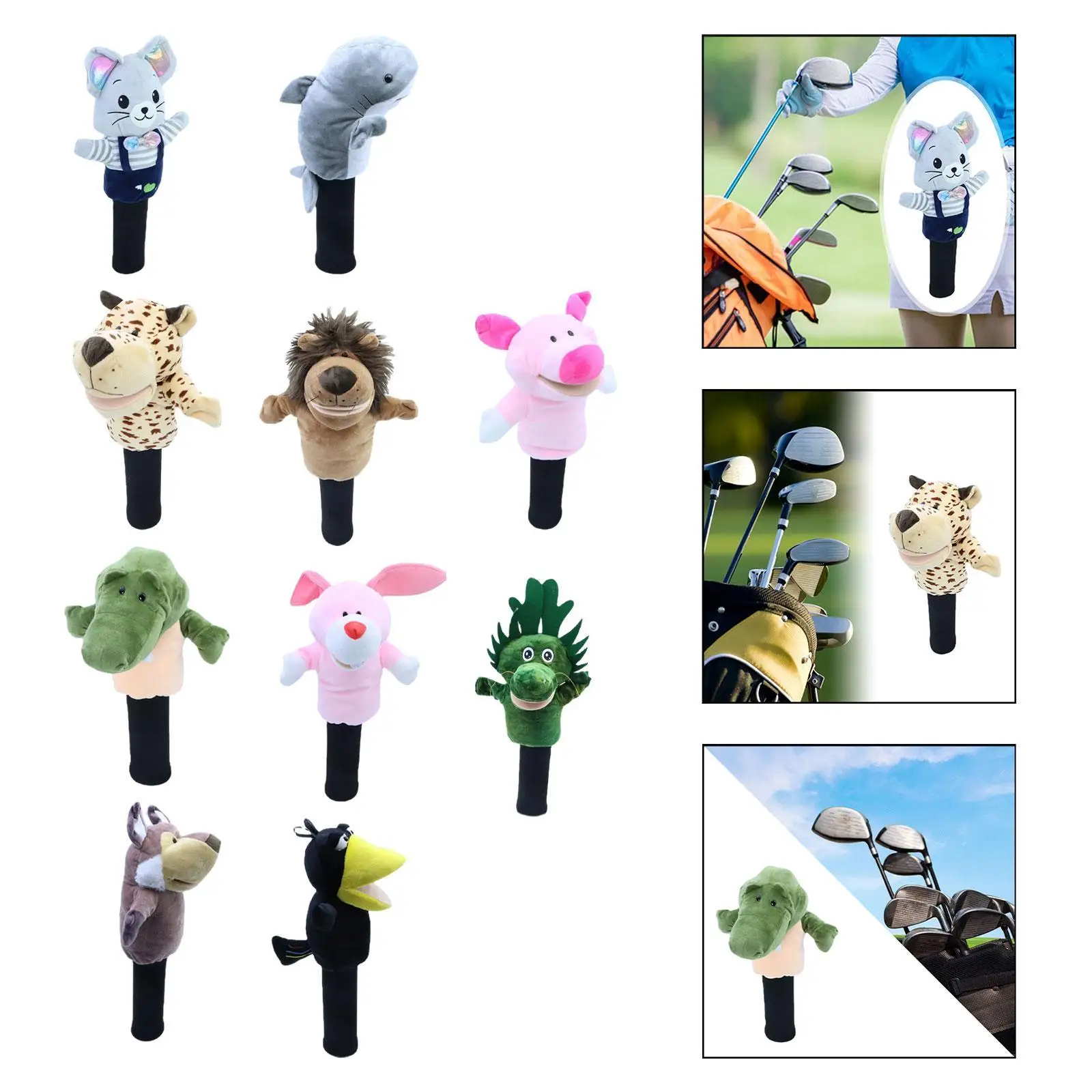 واقي غطاء رأس جولف من القطيفة على شكل حيوان لملعب الجولف والرياضة الخارجية #1