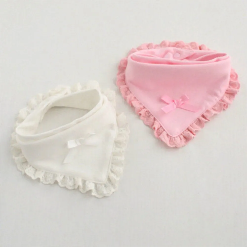 Mới Cotton Ren Bé Slabbetjes Nơ Ợ Vải Bé Yếm Hồng Trắng Cho Bé Gái Đáng Yêu Ợ Vải Nước Miếng Khăn yếm