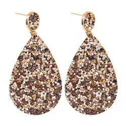 Glitter Faux Leather Teardrop Dangle Earrings for Women Fashion Chic Jewelry Wholesale