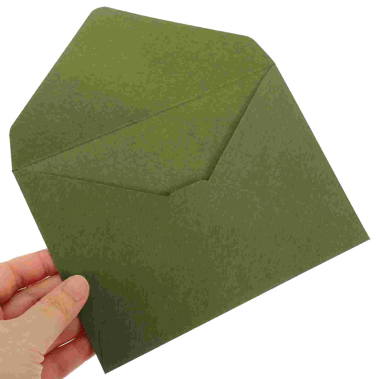 Greeting Envelopes Retro 120g Thick Western-style Triangle Wedding Postcard (quiet Grass Green) 40pcs for Invitations