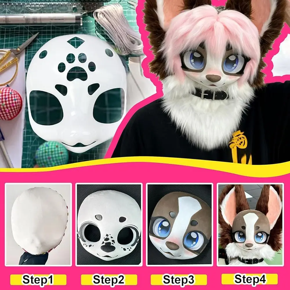 Kawaii 3D Cosplay Kigurumi Base Beast Skull Mask DIY Plastic Fursuit Head Base Animal Fursuit Mask Costume Prop - view 3