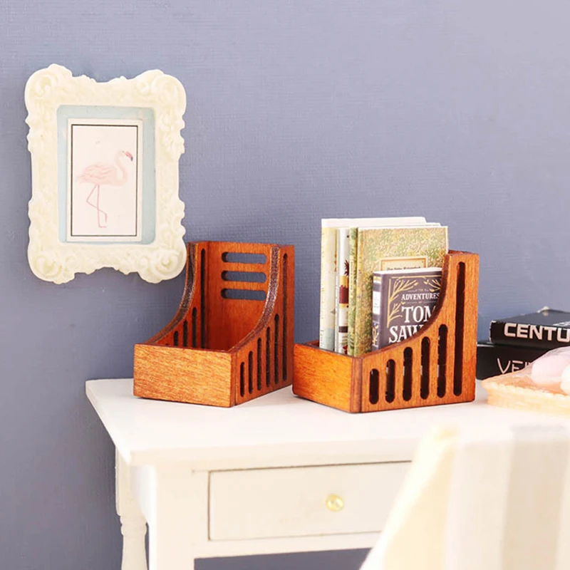 Hot Sale 1Set 1:12 Dollhouse Miniature Bookshelf Storage Rack Desktop Organizer Box Home Model Decor Toy Doll House Accessories