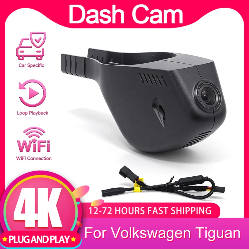 For Volkswagen Tiguan 2016-2024 (2nd Gen) Front and Rear Dash Cam for Car Camera Recorder Dashcam WIFI Car Dvr Recording Devices